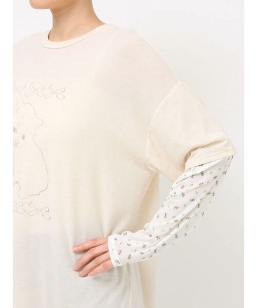 merry jenny（メリージェニー）の「cat ribbonレイヤードロンT（Tシャツ/カットソー・レディース・アイボリー/グレー/ピンク・FREE）」の16枚目の写真