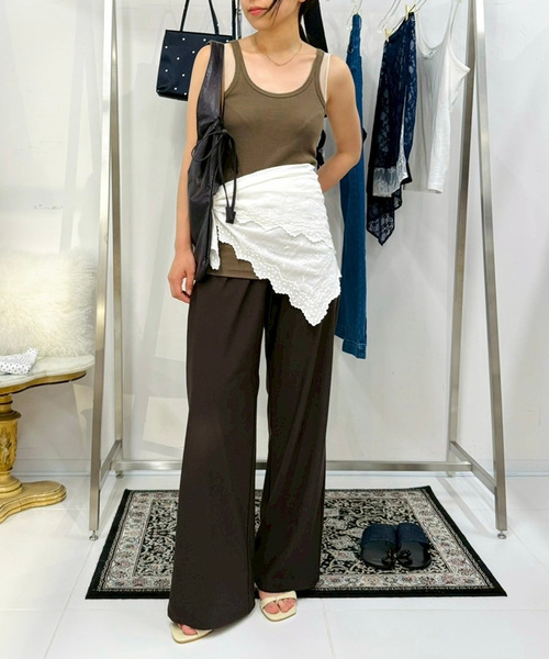 EDIT. FOR LULU（エディットフォールル）の「petiteLULU ピコキャミソール（キャミソール・レディース・ホワイト/カーキ・FREE）」の4枚目の写真