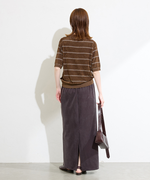 JOURNAL STANDARD（ジャーナルスタンダード）の「ベロアニット ポロシャツ（ニット/セーター・レディース・チョコ/ダークブルー・FREE）」の6枚目の写真