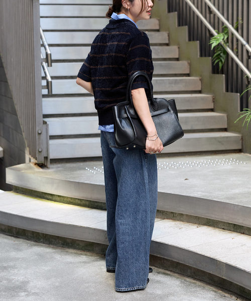 JOURNAL STANDARD（ジャーナルスタンダード）の「ベロアニット ポロシャツ（ニット/セーター・レディース・チョコ/ダークブルー・FREE）」の11枚目の写真