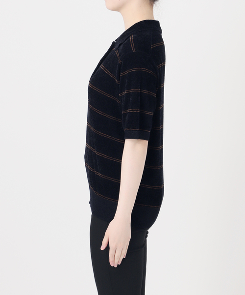 JOURNAL STANDARD（ジャーナルスタンダード）の「ベロアニット ポロシャツ（ニット/セーター・レディース・チョコ/ダークブルー・FREE）」の17枚目の写真