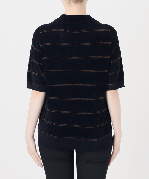 JOURNAL STANDARD（ジャーナルスタンダード）の「ベロアニット ポロシャツ（ニット/セーター・レディース・チョコ/ダークブルー・FREE）」の18枚目の写真