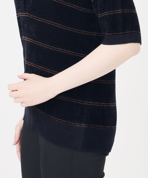 JOURNAL STANDARD（ジャーナルスタンダード）の「ベロアニット ポロシャツ（ニット/セーター・レディース・チョコ/ダークブルー・FREE）」の21枚目の写真