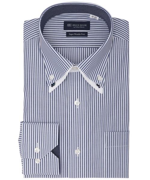 TOKYO SHIRTS(トウキョウシャツ)の「【超形態安定】 形態安定ノンアイロン ボタンダウン 長袖ビジネスワイシャツ(ビジネスシャツ・メンズ・ネイビー・首回り37cm-裄丈80cm/首回り37cm-裄丈84cm/首回り39cm-裄丈80cm/首回り39cm-裄丈84cm/首回り41cm-裄丈82cm/首回り41cm-裄丈86cm/首回り42cm-裄丈82cm/首回り42cm-裄丈86cm/首回り43cm-裄丈82cm/首回り43cm-裄丈86cm)」の1枚目の写真