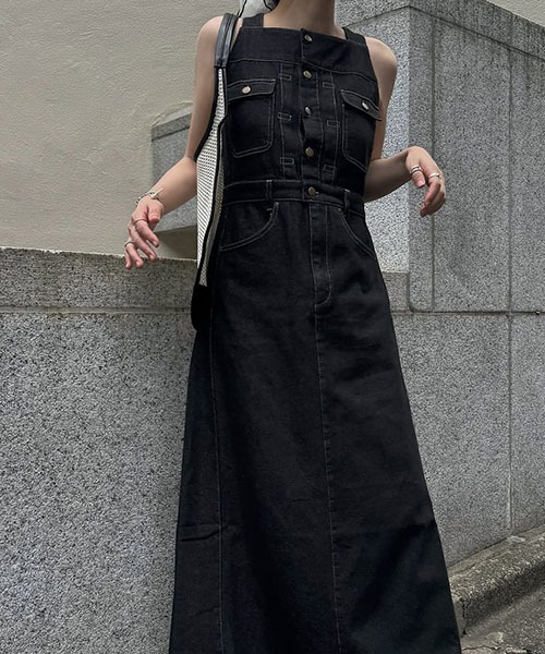 WILLFULLY(ウィルフリー)の「denim square neck no sleeve OP(ワンピース・レディース・インディゴブルー/ブラック・S/M)」の12枚目の写真