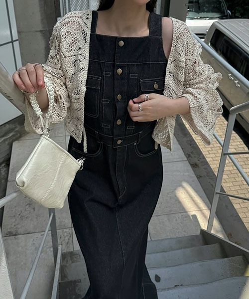 WILLFULLY denim square neck no sleeve OP 【公式通販】