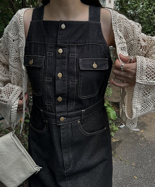 WILLFULLY(ウィルフリー)の「denim square neck no sleeve OP(ワンピース・レディース・インディゴブルー/ブラック・S/M)」の16枚目の写真