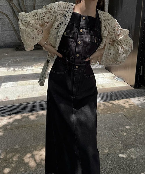 WILLFULLY(ウィルフリー)の「denim square neck no sleeve OP(ワンピース・レディース・インディゴブルー/ブラック・S/M)」の17枚目の写真