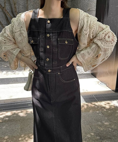 WILLFULLY(ウィルフリー)の「denim square neck no sleeve OP(ワンピース・レディース・インディゴブルー/ブラック・S/M)」の22枚目の写真