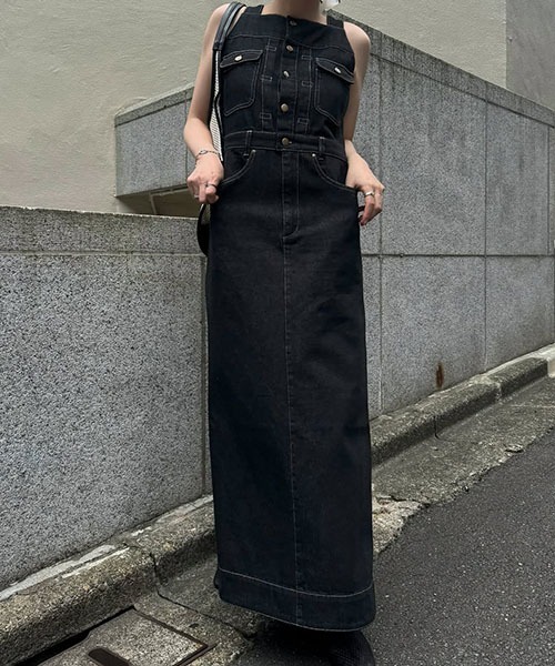 WILLFULLY(ウィルフリー)の「denim square neck no sleeve OP(ワンピース・レディース・インディゴブルー/ブラック・S/M)」の14枚目の写真