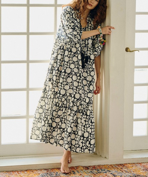 ワンピース Soor ploom lounge dress rosebud print 6Y HLAADA for ROSEBUD)BLOCK PRINT SMOCK OP（ワンピース