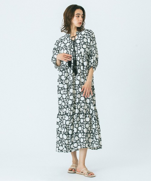 HLAADA（フラーダ）の「(HLAADA for ROSEBUD)BLOCK PRINT SMOCK OP（ワンピース・レディース・ブラック/ブルー/ブラウン・ONE SIZE）」の5枚目の写真