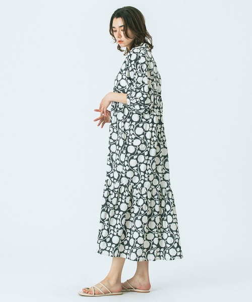 HLAADA（フラーダ）の「(HLAADA for ROSEBUD)BLOCK PRINT SMOCK OP（ワンピース・レディース・ブラック/ブルー/ブラウン・ONE SIZE）」の8枚目の写真