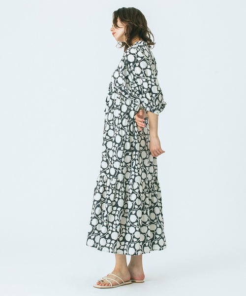 HLAADA（フラーダ）の「(HLAADA for ROSEBUD)BLOCK PRINT SMOCK OP（ワンピース・レディース・ブラック/ブルー/ブラウン・ONE SIZE）」の9枚目の写真