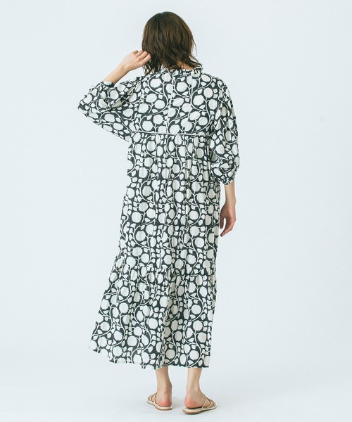 HLAADA（フラーダ）の「(HLAADA for ROSEBUD)BLOCK PRINT SMOCK OP（ワンピース・レディース・ブラック/ブルー/ブラウン・ONE SIZE）」の12枚目の写真