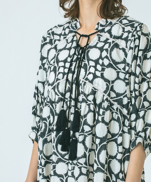 HLAADA（フラーダ）の「(HLAADA for ROSEBUD)BLOCK PRINT SMOCK OP（ワンピース・レディース・ブラック/ブルー/ブラウン・ONE SIZE）」の14枚目の写真