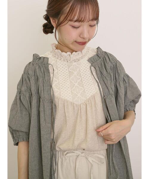 Samansa Mos2(サマンサ モスモス)の「【接触冷感】スタンドネックシャーリングノースリーブ(Tシャツ/カットソー・レディース・オフホワイト/ブラック/ベージュ・F)」の5枚目の写真