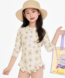 TeddyShop（テディショップ）の「キッズ水着 フリル総柄7分丈ワンピ風オールインワン水着（水着・キッズ）」