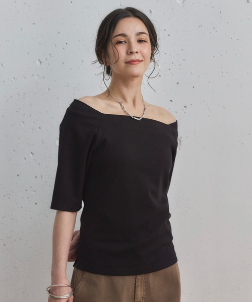Doux archives(ドゥアルシーヴ)の「オフショル5分袖カットソー(Tシャツ/カットソー・レディース・ワイン/ブラック/ブラウン・FREE)」の22枚目の写真