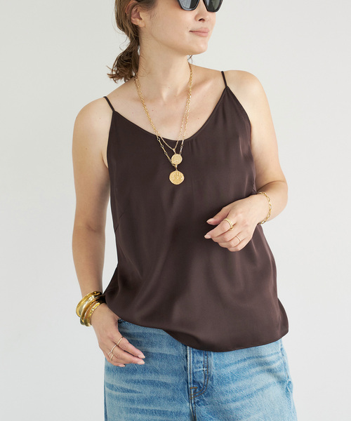 Deuxieme Classe（ドゥーズィエムクラス）の「*追加 SILK SATIN キャミソール（シャツ/ブラウス・レディース・ブラウン/ブラック・FREE）」の2枚目の写真