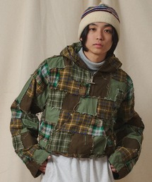 Universal Style Wear | Universal Style Wear パッチワーク ハーフ ZIP フーディー(パーカー)