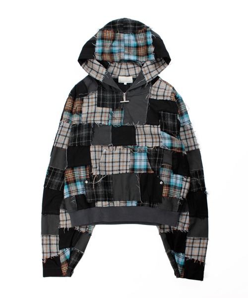 Universal Style Wear（ユニバーサルスタイルウェア）の「Universal Style Wear パッチワーク ハーフ ZIP フーディー（パーカー・メンズ・スミクロ/グレー/オフホワイト/カーキ・X-LARGE/LARGE/MEDIUM）」の16枚目の写真