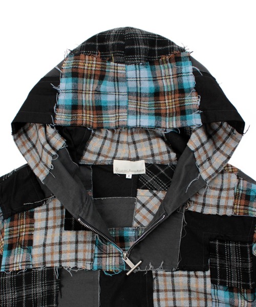 Universal Style Wear（ユニバーサルスタイルウェア）の「Universal Style Wear パッチワーク ハーフ ZIP フーディー（パーカー・メンズ・スミクロ/グレー/オフホワイト/カーキ・X-LARGE/LARGE/MEDIUM）」の18枚目の写真