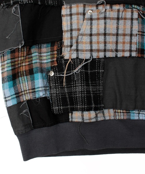 Universal Style Wear（ユニバーサルスタイルウェア）の「Universal Style Wear パッチワーク ハーフ ZIP フーディー（パーカー・メンズ・スミクロ/グレー/オフホワイト/カーキ・X-LARGE/LARGE/MEDIUM）」の19枚目の写真