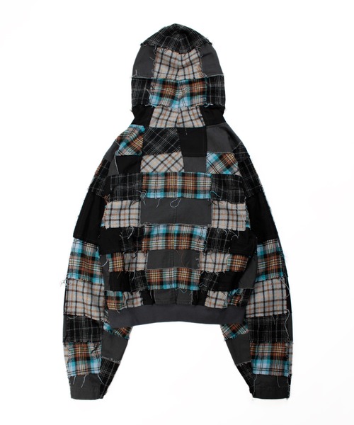 Universal Style Wear（ユニバーサルスタイルウェア）の「Universal Style Wear パッチワーク ハーフ ZIP フーディー（パーカー・メンズ・スミクロ/グレー/オフホワイト/カーキ・X-LARGE/LARGE/MEDIUM）」の17枚目の写真