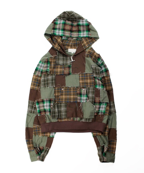 Universal Style Wear（ユニバーサルスタイルウェア）の「Universal Style Wear パッチワーク ハーフ ZIP フーディー（パーカー・メンズ・スミクロ/グレー/オフホワイト/カーキ・X-LARGE/LARGE/MEDIUM）」の7枚目の写真