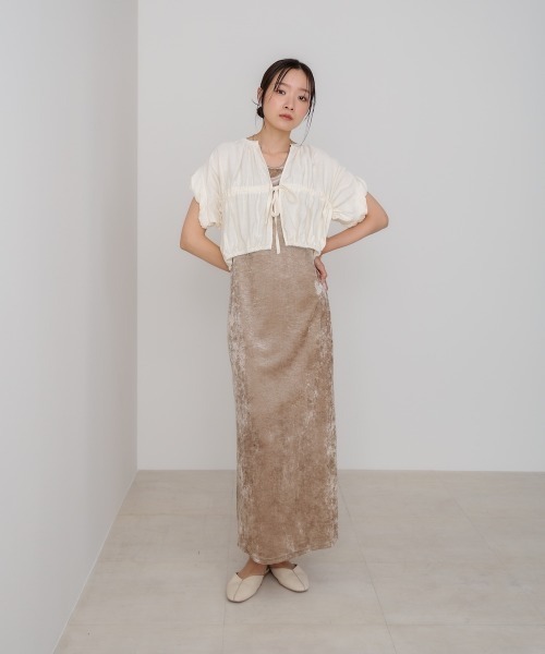 Bab（バブ）の「ギャザードロストシャツベスト（Tシャツ/カットソー・レディース・ベージュ/アイボリー/ブラック・M）」の4枚目の写真