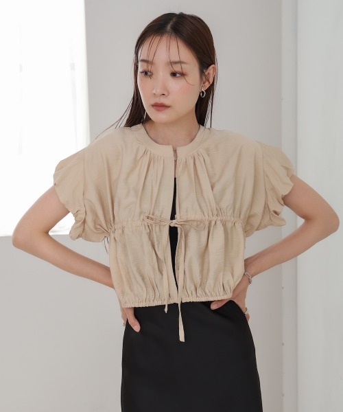 Bab（バブ）の「ギャザードロストシャツベスト（Tシャツ/カットソー・レディース・ベージュ/アイボリー/ブラック・M）」の19枚目の写真
