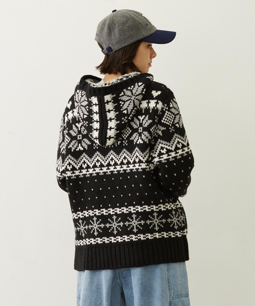 MILKFED.（ミルクフェド）の「SNOW PATTERN COWICHAN KNIT JACKET（その他アウター・レディース・ブラウン/オフホワイト/ブラック・ONE SIZE）」の13枚目の写真
