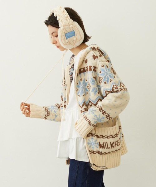 MILKFED.（ミルクフェド）の「SNOW PATTERN COWICHAN KNIT JACKET（その他アウター・レディース・ブラウン/オフホワイト/ブラック・ONE SIZE）」の15枚目の写真