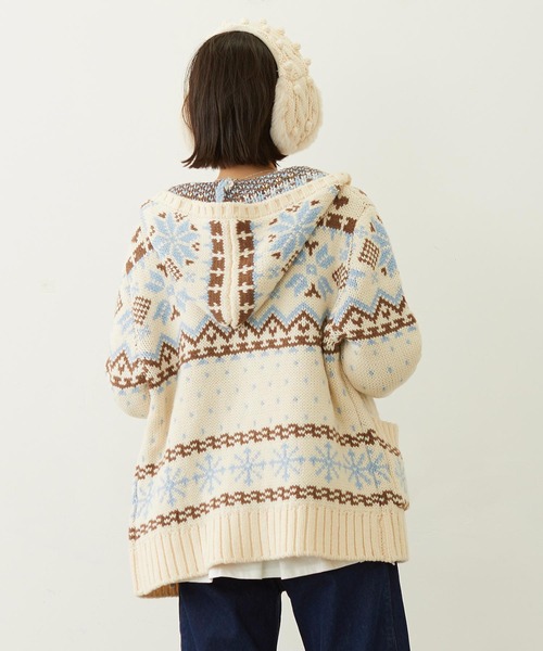 MILKFED.（ミルクフェド）の「SNOW PATTERN COWICHAN KNIT JACKET（その他アウター・レディース・ブラウン/オフホワイト/ブラック・ONE SIZE）」の16枚目の写真