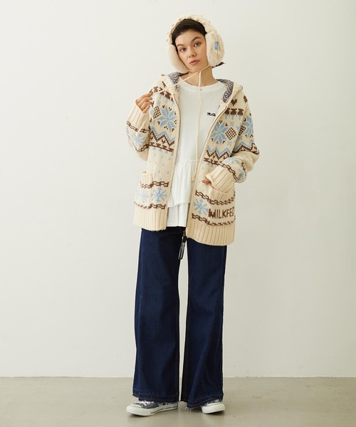 MILKFED.（ミルクフェド）の「SNOW PATTERN COWICHAN KNIT JACKET（その他アウター・レディース・ブラウン/オフホワイト/ブラック・ONE SIZE）」の17枚目の写真