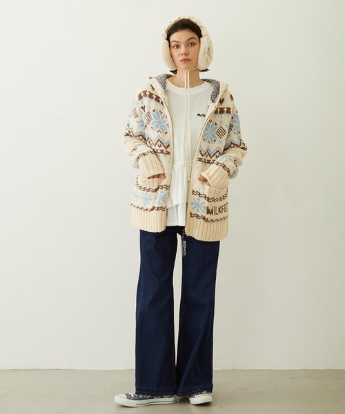 MILKFED.（ミルクフェド）の「SNOW PATTERN COWICHAN KNIT JACKET（その他アウター・レディース・ブラウン/オフホワイト/ブラック・ONE SIZE）」の18枚目の写真