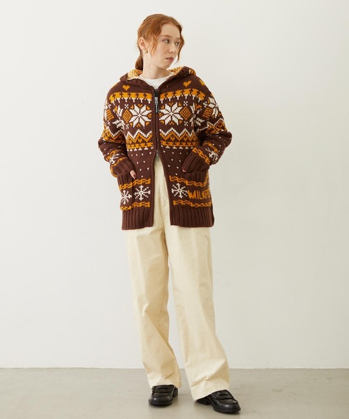 MILKFED.（ミルクフェド）の「SNOW PATTERN COWICHAN KNIT JACKET（その他アウター・レディース・ブラウン/オフホワイト/ブラック・ONE SIZE）」の7枚目の写真