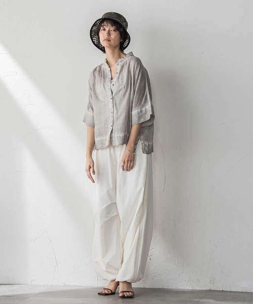 MAYSON GREY（メイソングレイ）の「タイダイバンドカラーシャツ≪手洗い可能≫（シャツ/ブラウス・レディース・ライトグレー/ブルー・M）」の19枚目の写真