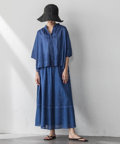 MAYSON GREY（メイソングレイ）の「タイダイバンドカラーシャツ≪手洗い可能≫（シャツ/ブラウス・レディース・ライトグレー/ブルー・M）」の15枚目の写真