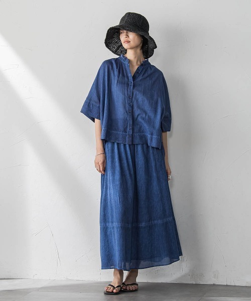 MAYSON GREY（メイソングレイ）の「タイダイバンドカラーシャツ≪手洗い可能≫（シャツ/ブラウス・レディース・ライトグレー/ブルー・M）」の16枚目の写真