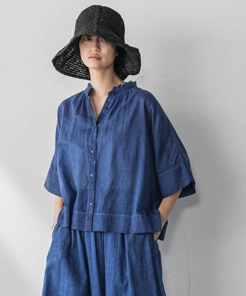 MAYSON GREY（メイソングレイ）の「タイダイバンドカラーシャツ≪手洗い可能≫（シャツ/ブラウス・レディース・ライトグレー/ブルー・M）」の12枚目の写真