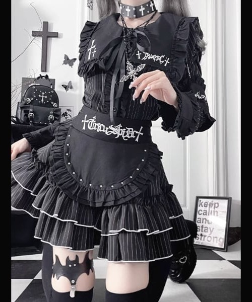 tシャツ A'GEM/9 × .kom 「TricuspidC/トライカスピッドシー」 †メンヘラエンジェルサスペンダー半袖Tシャツ† レディース A'GEM/9 × .kom 『TricuspidC/トライカスピッドシー』 †メンヘラ