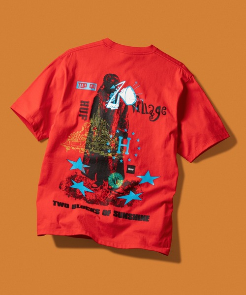 HUF(ハフ)の「TWO BLOCKS OF SUNSHINE TEE(Tシャツ/カットソー・メンズ・ホワイト/レッド系その他・S/XL/L/XXL/M)」の2枚目の写真