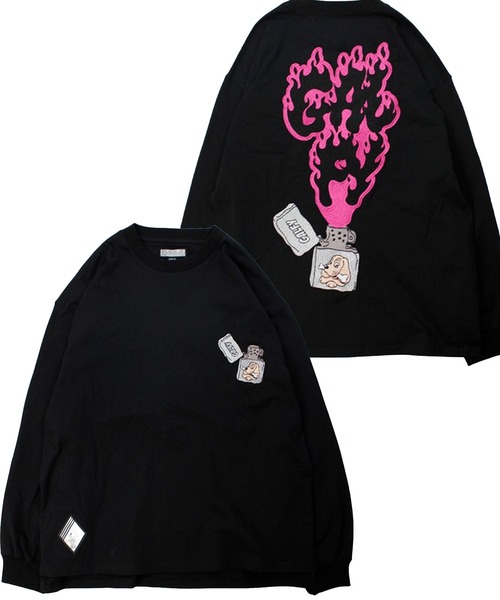 GALFY(ガルフィー)の「【GALFY/ガルフィー】 FIRE ライターロンT(Tシャツ/カットソー・メンズ・ホワイト/ライトパープル/ブラック・M/L/XL)」の2枚目の写真