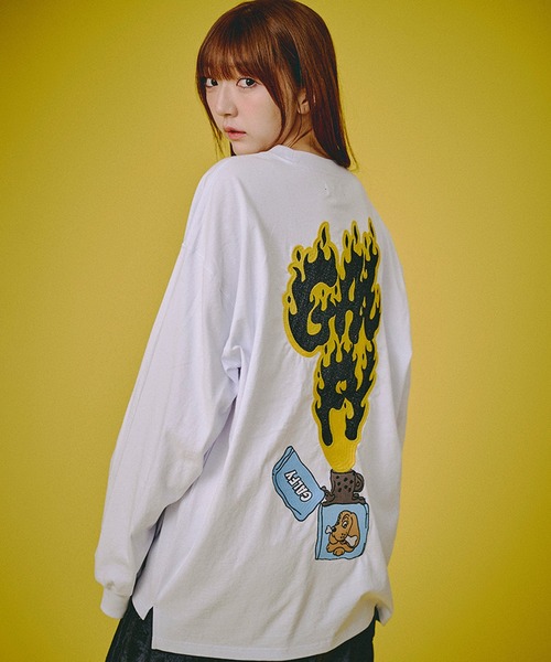 GALFY(ガルフィー)の「【GALFY/ガルフィー】 FIRE ライターロンT(Tシャツ/カットソー・メンズ・ホワイト/ライトパープル/ブラック・M/L/XL)」の16枚目の写真