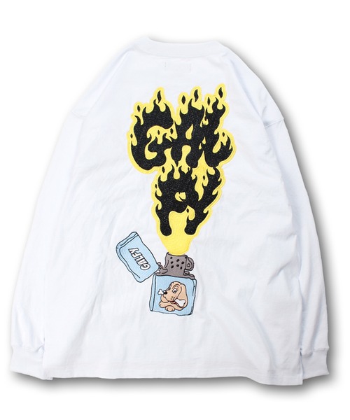 GALFY(ガルフィー)の「【GALFY/ガルフィー】 FIRE ライターロンT(Tシャツ/カットソー・メンズ・ホワイト/ライトパープル/ブラック・M/L/XL)」の12枚目の写真