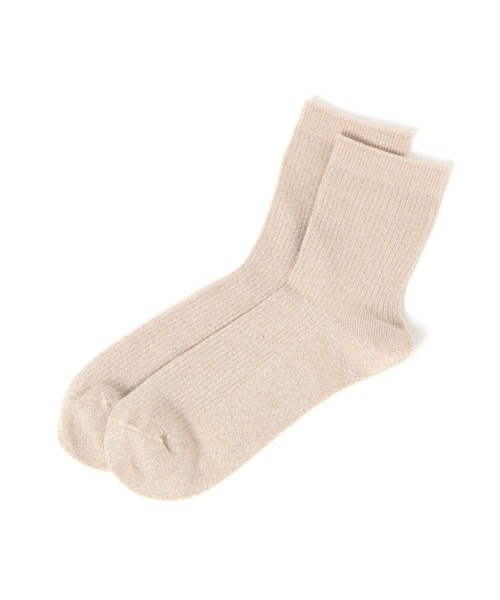 GLOBAL WORK（グローバルワーク）の「らくごこちリブラメクルーソックス/572119（ソックス/靴下・レディース・シルバー/ライトブルー/ブラック/ベージュ/ライトグリーン/ライトグレー・FREE）」の4枚目の写真