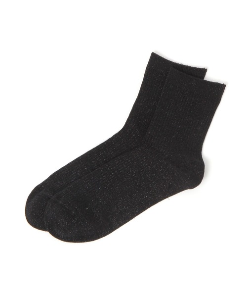 GLOBAL WORK（グローバルワーク）の「らくごこちリブラメクルーソックス/572119（ソックス/靴下・レディース・シルバー/ライトブルー/ブラック/ベージュ/ライトグリーン/ライトグレー・FREE）」の2枚目の写真