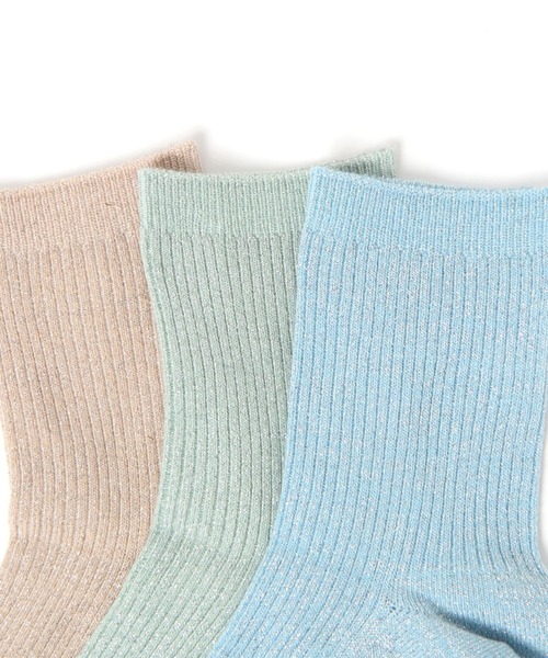 GLOBAL WORK（グローバルワーク）の「らくごこちリブラメクルーソックス/572119（ソックス/靴下・レディース・シルバー/ライトブルー/ブラック/ベージュ/ライトグリーン/ライトグレー・FREE）」の11枚目の写真